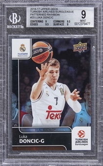 2016-17 UD "Turkish Airlines Euroleague" Patterned Rainbow #23 Luka Doncic Rookie Card – BGS MINT 9